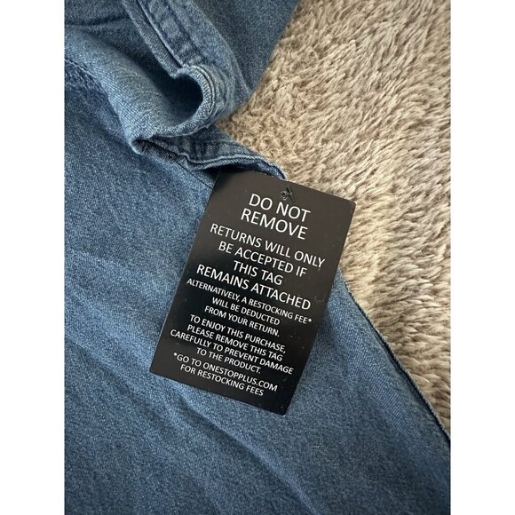 Woman Within Jacket Womens L 18/20 Blue Full Zip Hoodie Denim Jean Chore Field - Picture 6 of 14